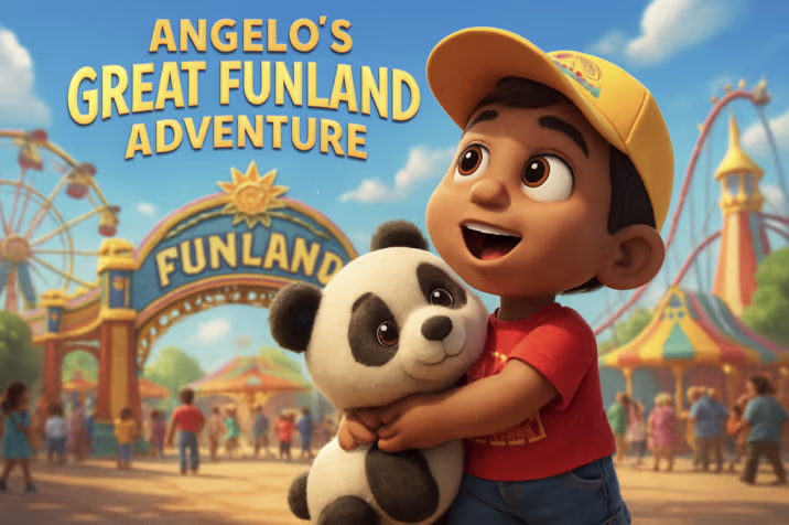 Custom children's storybook cover with personalized park adventure